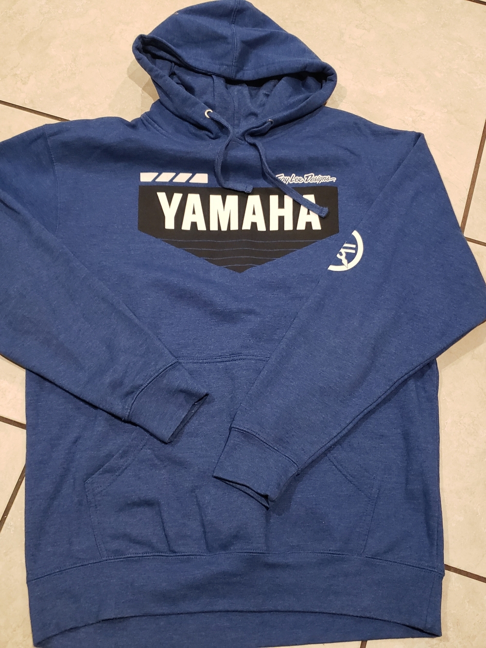 Yamaha Blue Pullover Hoodie with White Logo